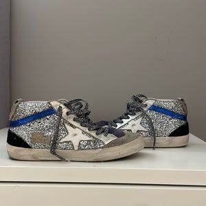 COPY - Silver golden goose with leopard laces and a royal blue